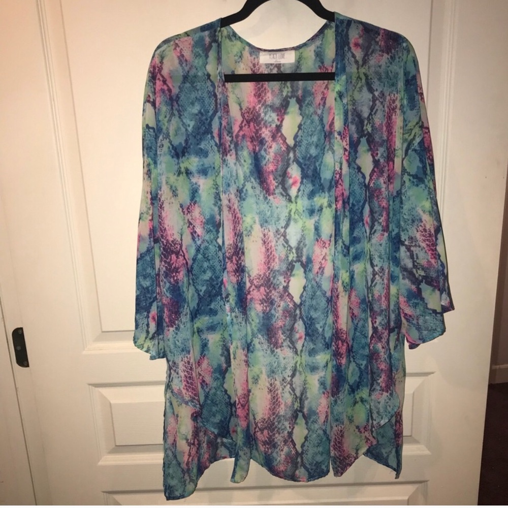 Peach Love brand snake skin kimono